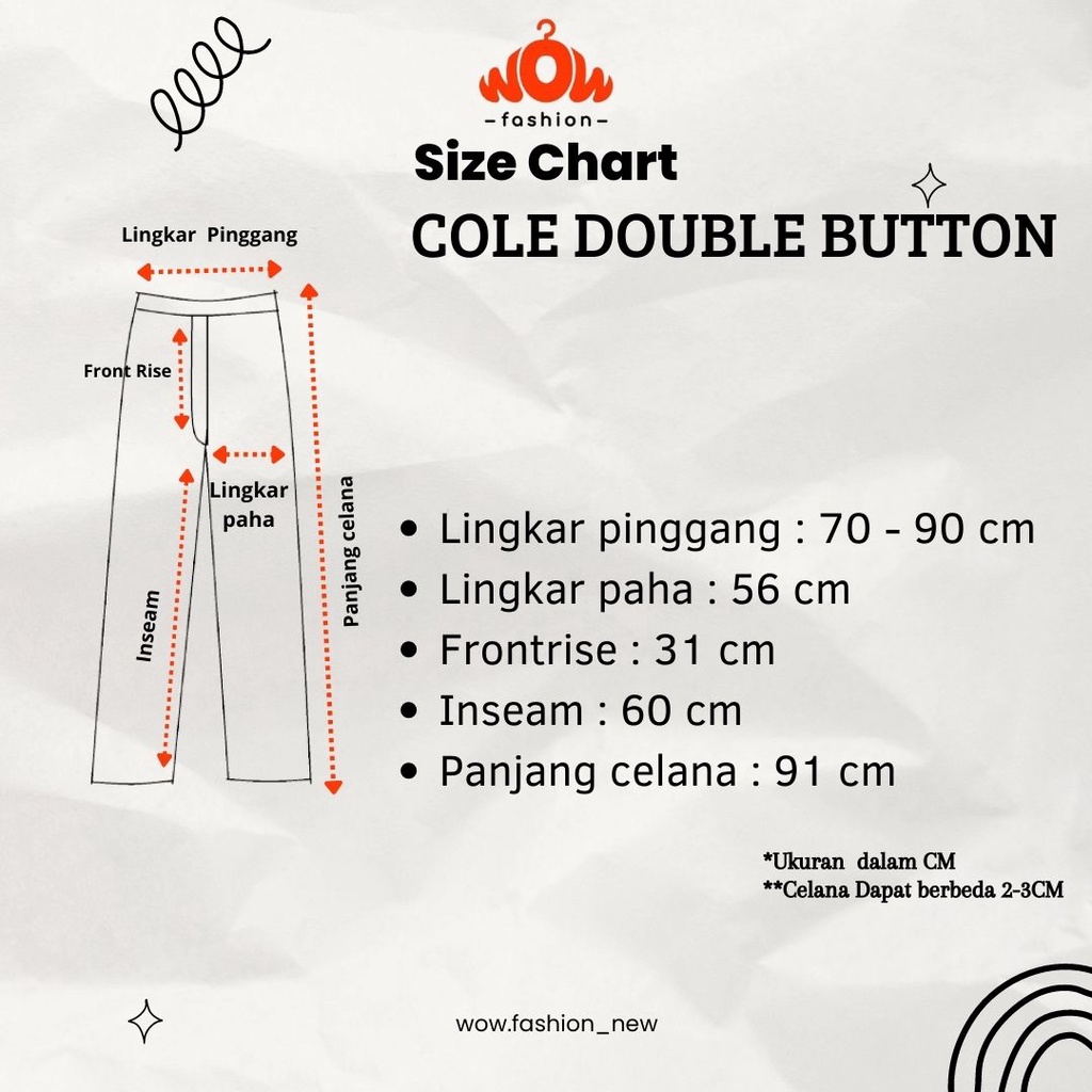 COLE DOUBLE BUTON CELANA KANTOR WANITA LINEN PREMIUM WANITA