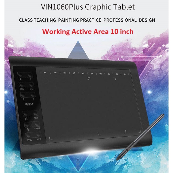 Digital Drawing Pad Graphic Pen Tablet 10 inch VINSA 1060Plus