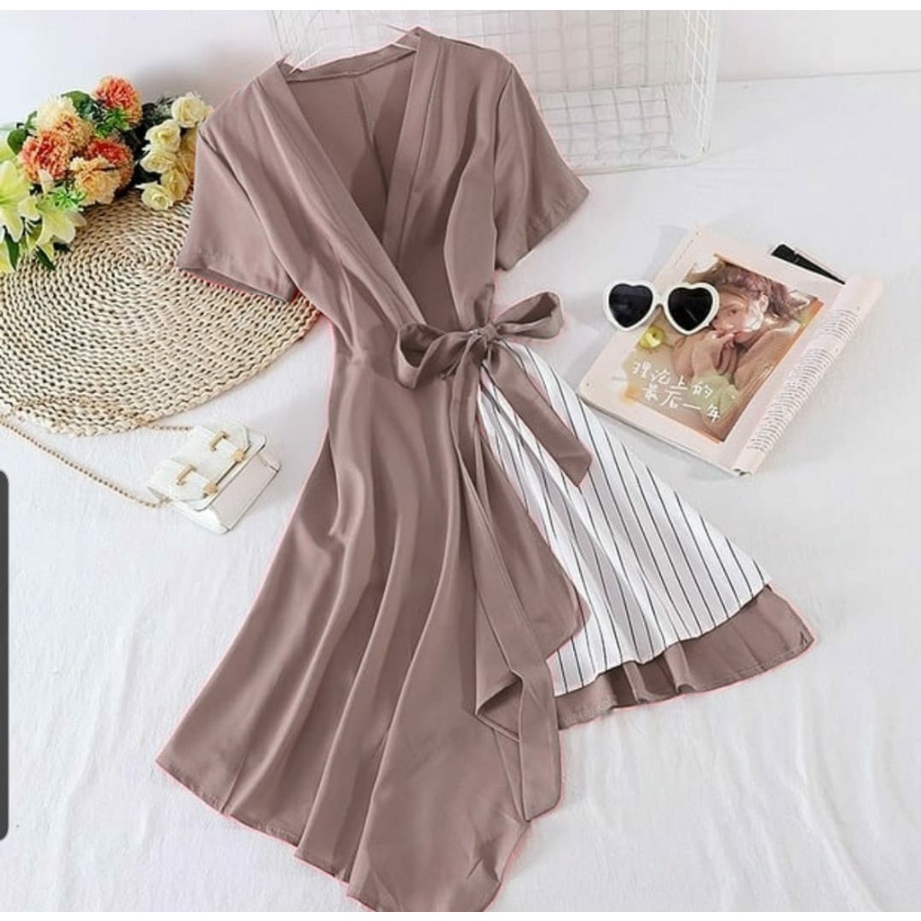 *[MCFK] Dress Ribbon Stripe / Dress Shania / Dress Wanita Fashion Korea / Dress