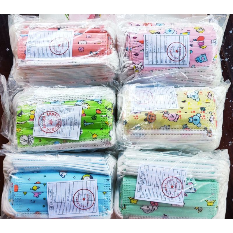 MASKER ANAK BTS 3 Ply / MASKER BTS ANAK / MASKER KARAKTER BTS BT21 / MASKER ANAK KARAKTER BTS BT21