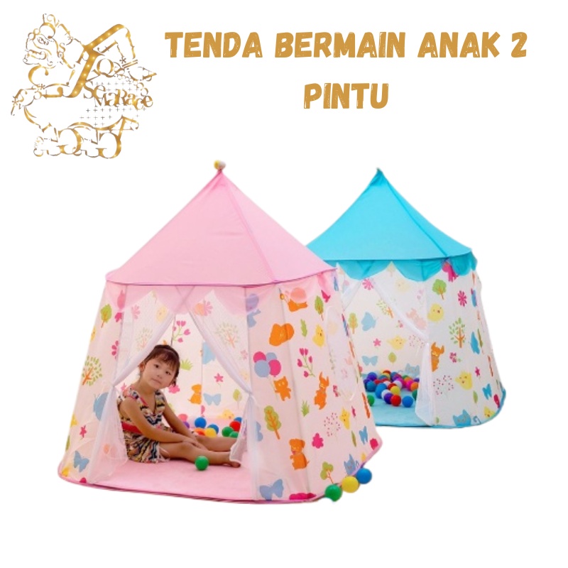 TENDA BERMAIN ANAK HOUSE CASTLE MODEL 2 PINTU TENDA LIPAT