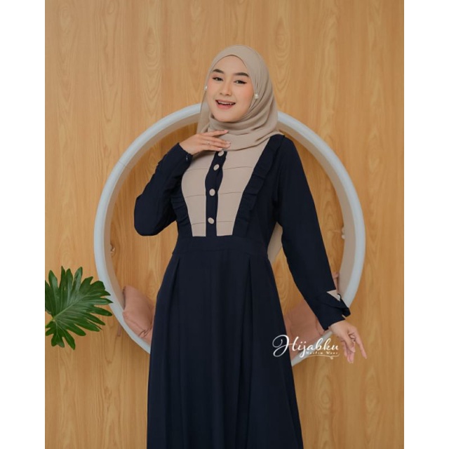 GAMIS DRESS ALESHA  TERBARU //ORI BREND HIJABKU//-Navy