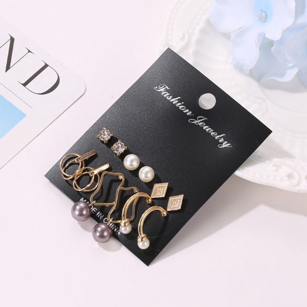 anting set 6 pasang pearl geometric set earrings 3D2  jan204