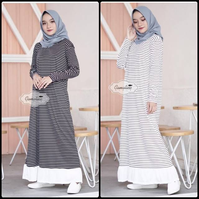 Gamis Mira Dress stripe rumbai fit L