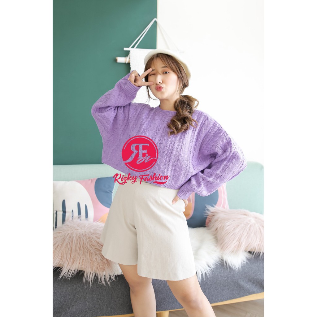 NAJAHSTORE / Elior crop cable sweater rajut / crop sweater korean