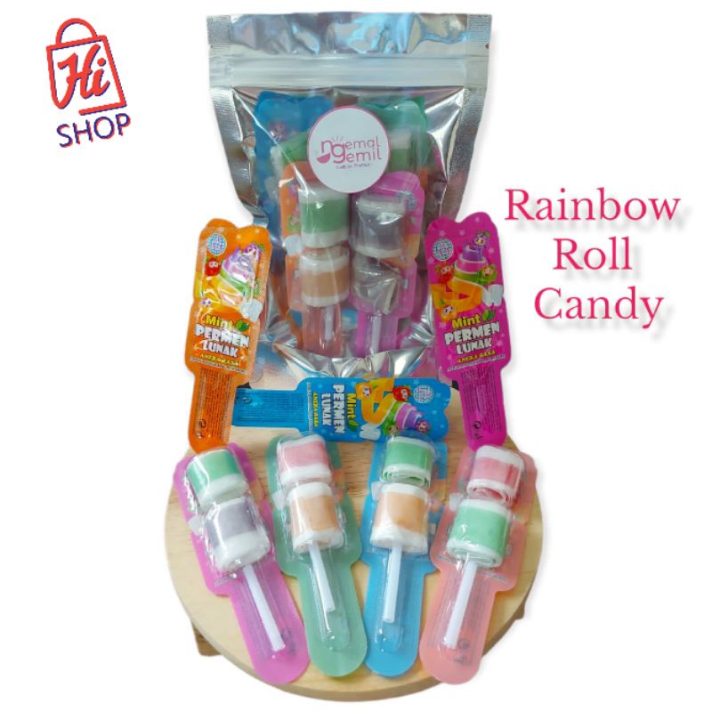 

Rainbow Roll Candy 2in1 Permen Lunak Roll Pelangi Warna Warni Kualitas Premium
