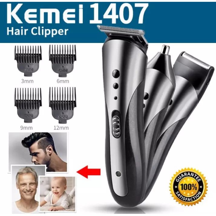 COD - LARIS Mesin Cukur Kemei KM-1407 - Clipper 3 in1 Alat cukur rambut charger