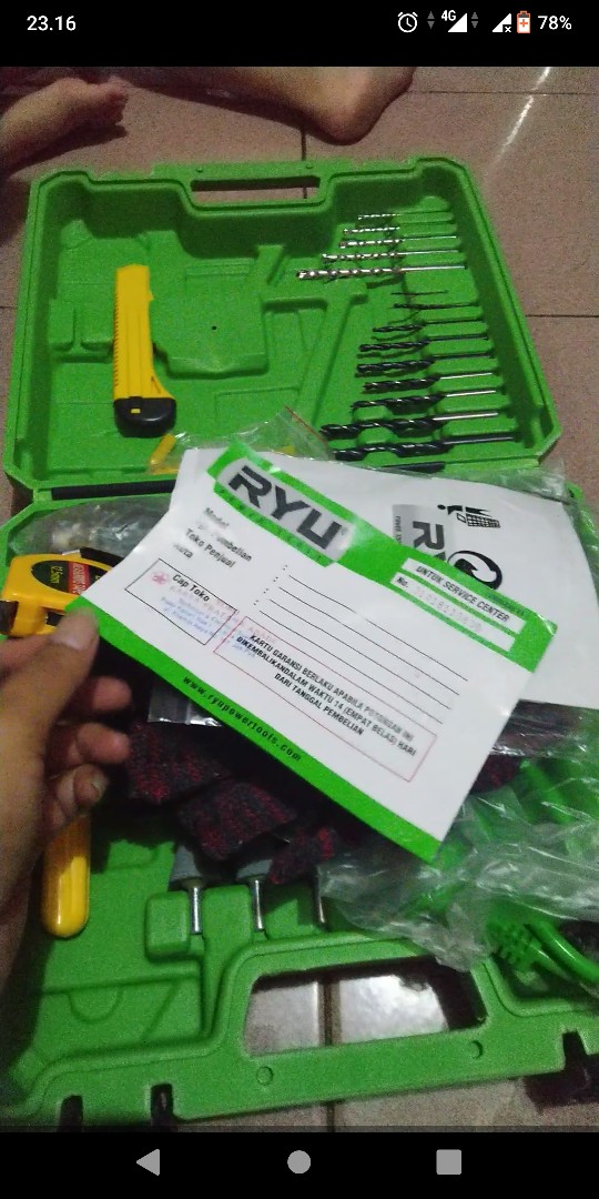 Promo... Paket Mesin Bor Ryu Rid 13-1 Reb Impact Drill Ryu Rid 13-1 Reb Set