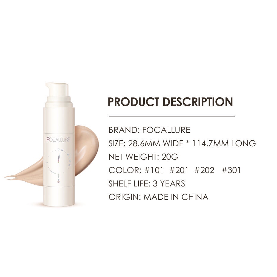 Focallure Flaw Resistant Longwear Foundation Full Coverage Foundation Focallure Alas Bedak Focallure Foundation Waterproof Focallure Focallur Focalure Fucallure Foccalure