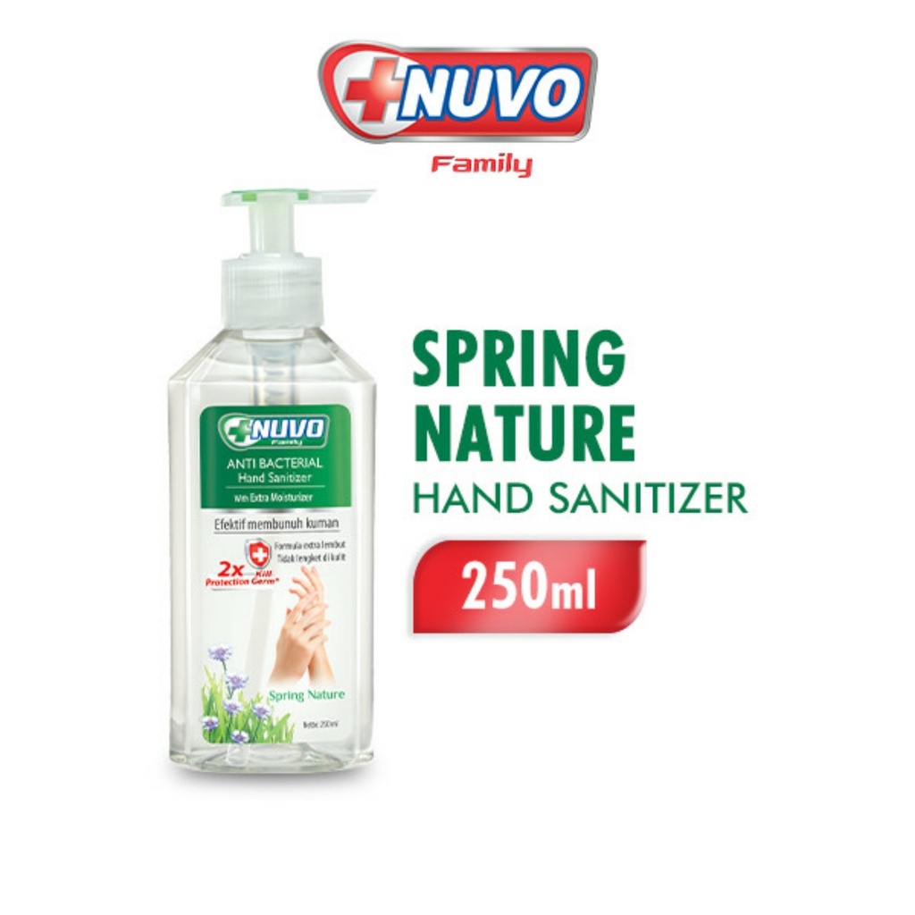 Nuvo Hand Sanitizer 250ml GEL Pump Merah / Biru / Hijau