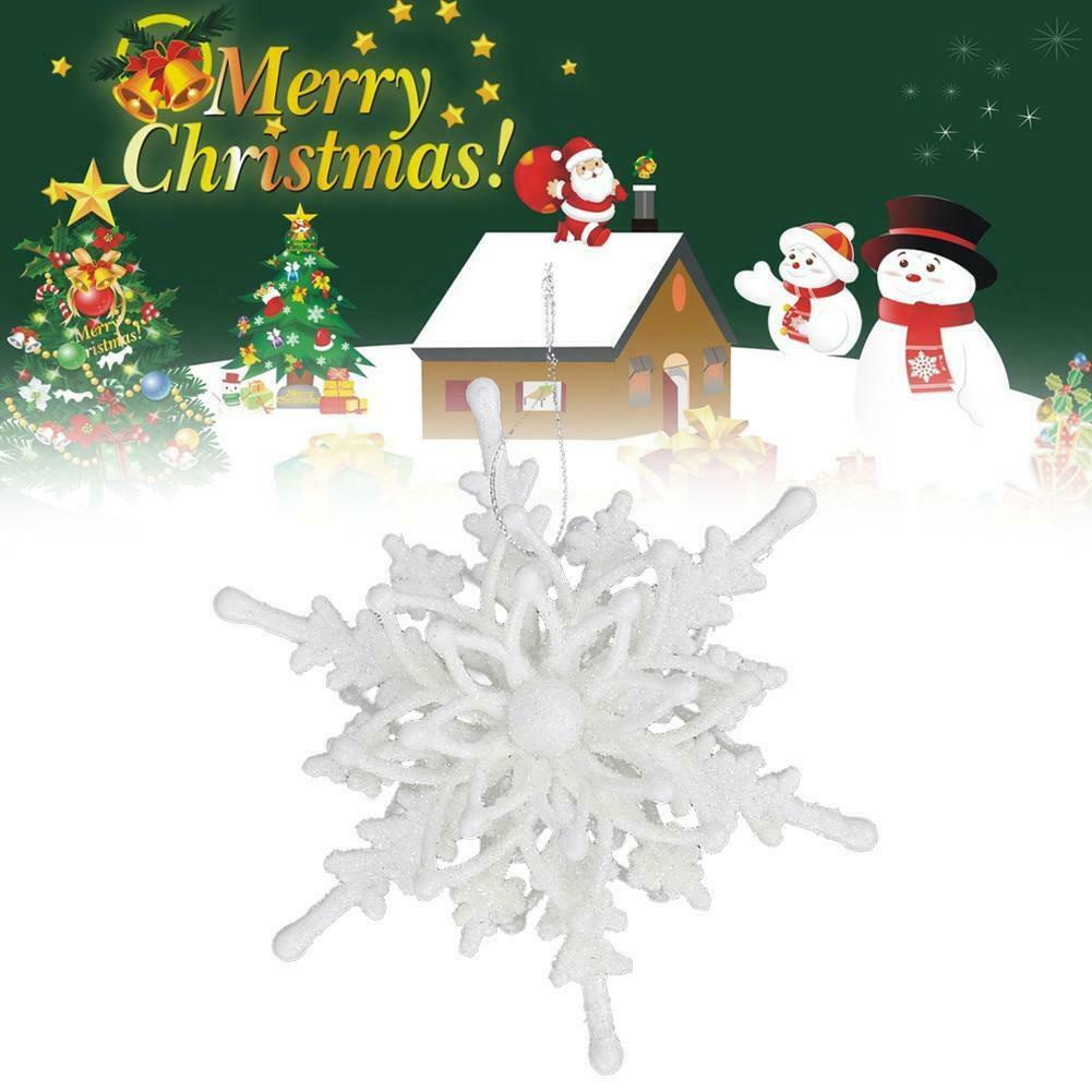 [Christmas Products] 12CM White Hollow Plastic Snowflake Christmas Tree Decoration Hanging Pendant