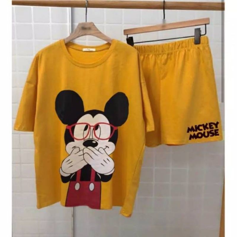 Medan Termurah Setelan anak perempuan LD 88 cm PB 55cm/Baju + celana karakter mickey