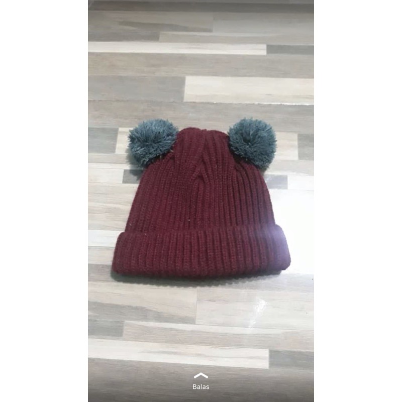 CSG {1KG MUAT 13PCS} TOPI KUPLUK RAJUT POMPOM BULU TOPI BULU WOOL UNTUK ANAK LUCU