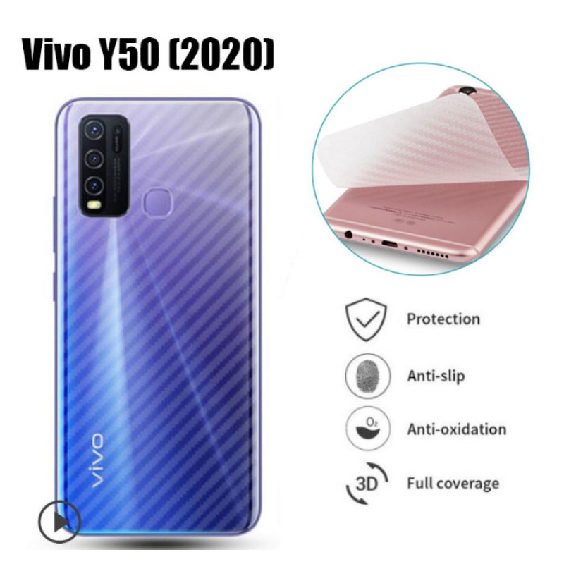 Pelindung Layar Belakang Bahan Carbon Fiber 3d Untuk Vivo Y50/Y15 2020