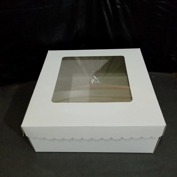 

[COD] Box kue uk 25x25,tinggi 10 cm putih kaca,jual per 10 pcs [COD]