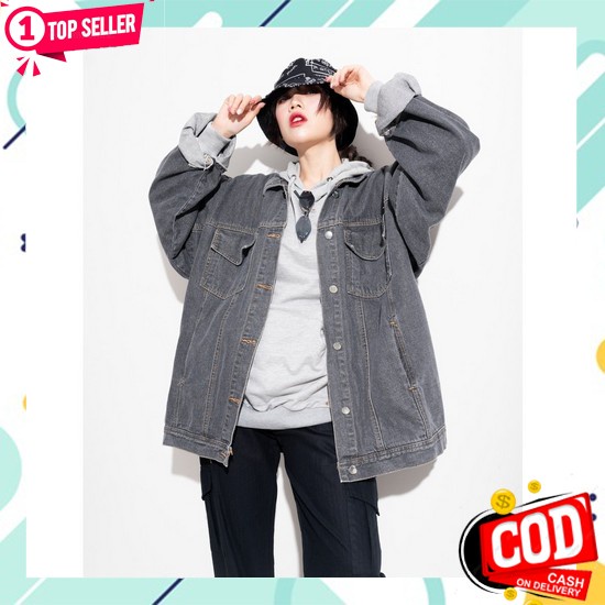 Jaket Jeans Mickey Import Bkk Jaket Denim Cewek Jaket Oversize Lk Uj371 (Original) Niki Crop Jacket 