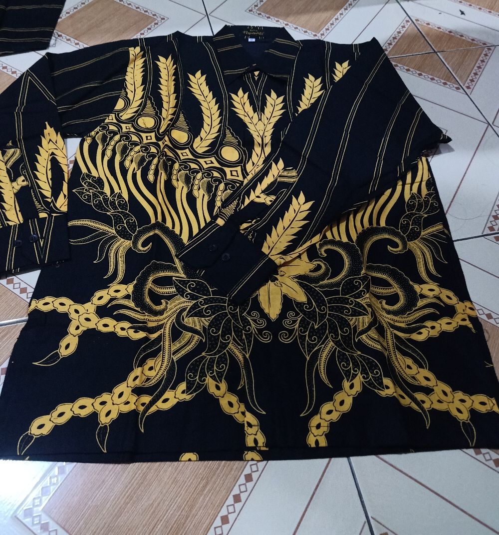 Atasan Kemeja Batik Pria Lengan Panjang Premium Galing Emas Full Furing Rajasakti Solo Ori