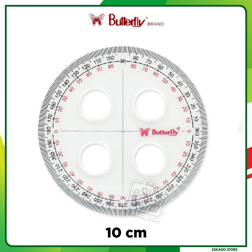 Busur Derajat Butterfly 360/10cm (4 Lubang) - Penggaris Busur