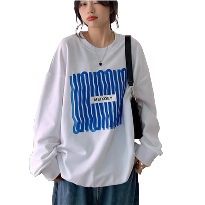 Sweater Wanita Oversize Meixoey - Korean Style Crewneck