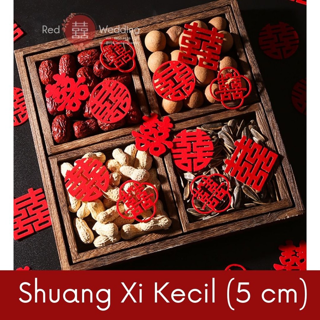 [5CM] Shuang Xi Kecil Wedding Double Happiness dekorasi Sangjit taburan hiasan barang/lampu/dinding