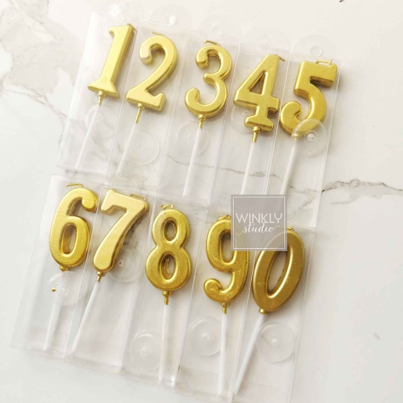 Lilin Angka Ulang Tahun / Lilin Ultah Gold / Number Candle / Lilin Umur