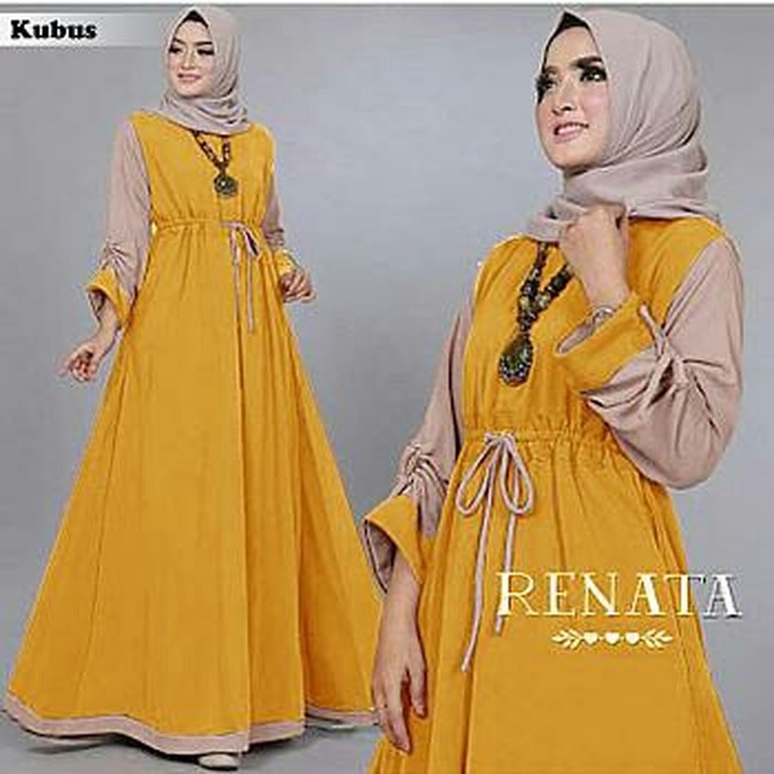 Renata dress muslim/Fashion Muslim/Dress Muslim Tanpa Hijab/Busui/Bisa Cod-kubus