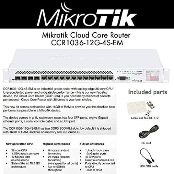 Mikrotik Cloud Core Router CCR1036-12G-4S-EM CCR1036-12G-4S-EMv2