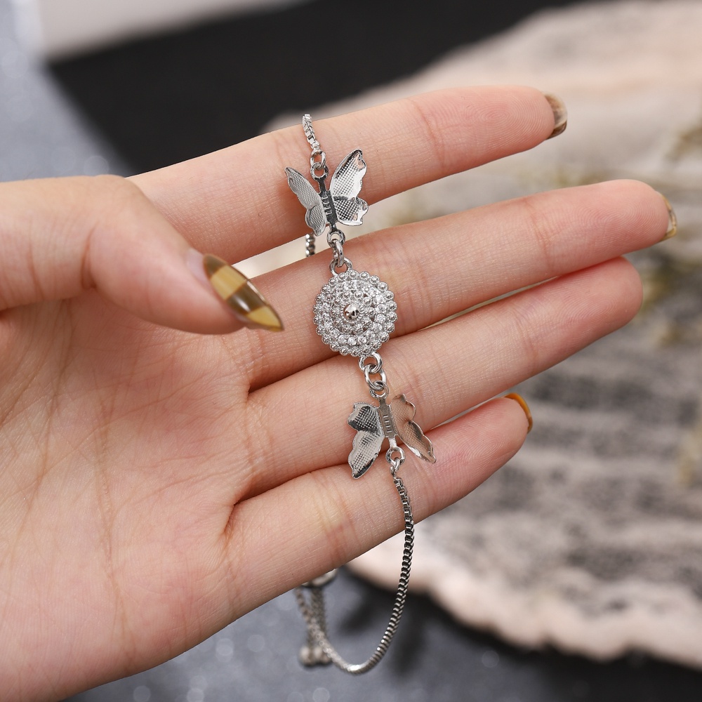 gelang kupukupu korea wanita tatinaium anti karat Liontin Berlian aksesoris fashion  perhiasan perak D343