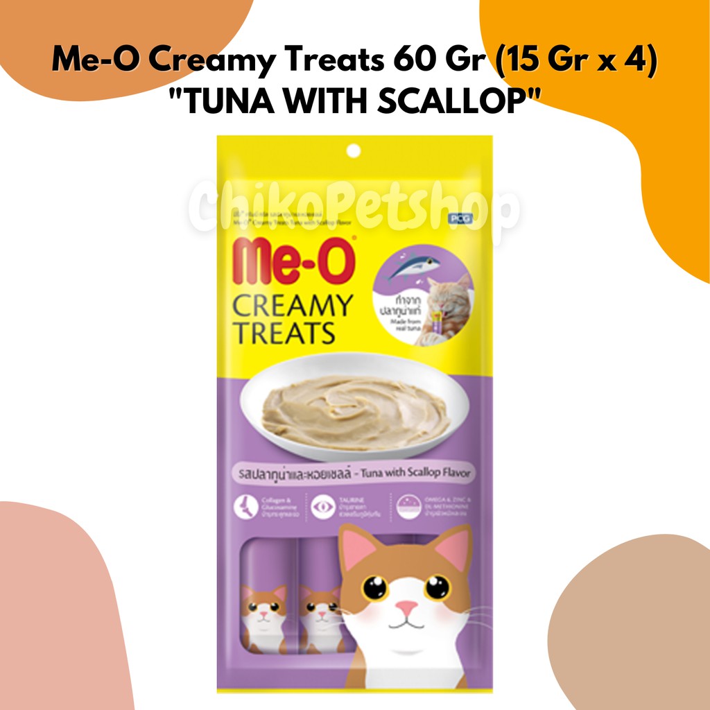 Snack kucing ME-O Creamy treats 15gr isi 4 pcs | MEO Creamy 15 gr