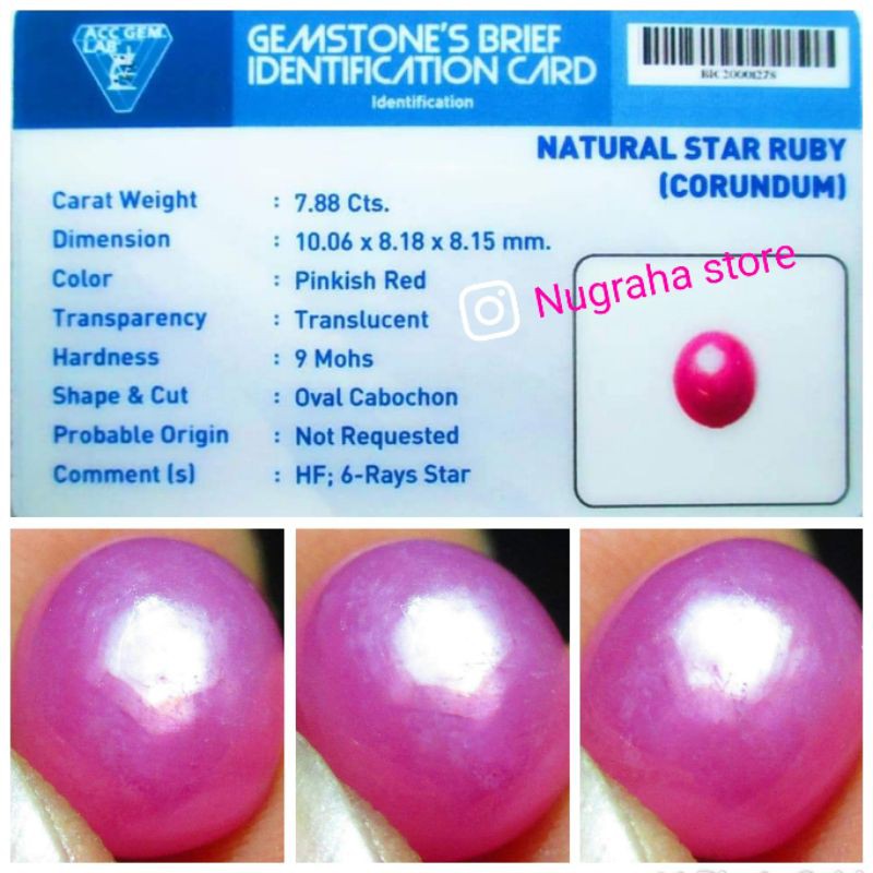 

COD MEMO RUBY STAR CORUNDUM BURMA COLOR FATKWA MEMO ACC GEMS LAB