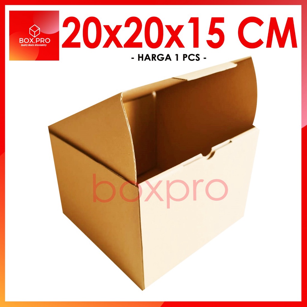 

Kardus Dus uk 20x20x15 cm (ECER) Die Cut Box Kotak Packing Aksesoris Baju Makanan Pizza Hijab Kue