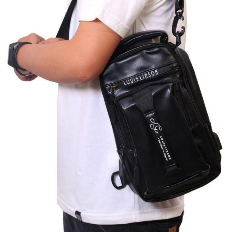 Louis Linson Tas Kulit Asli Selempang Pria Tas Slempang Multifungsi COWOK