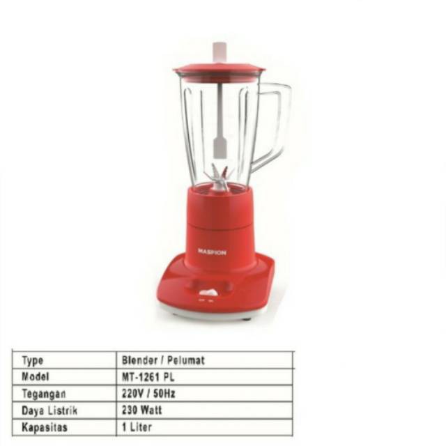 Blender Plastik Maspion MT 1261PL Kapasitas 1 Liter