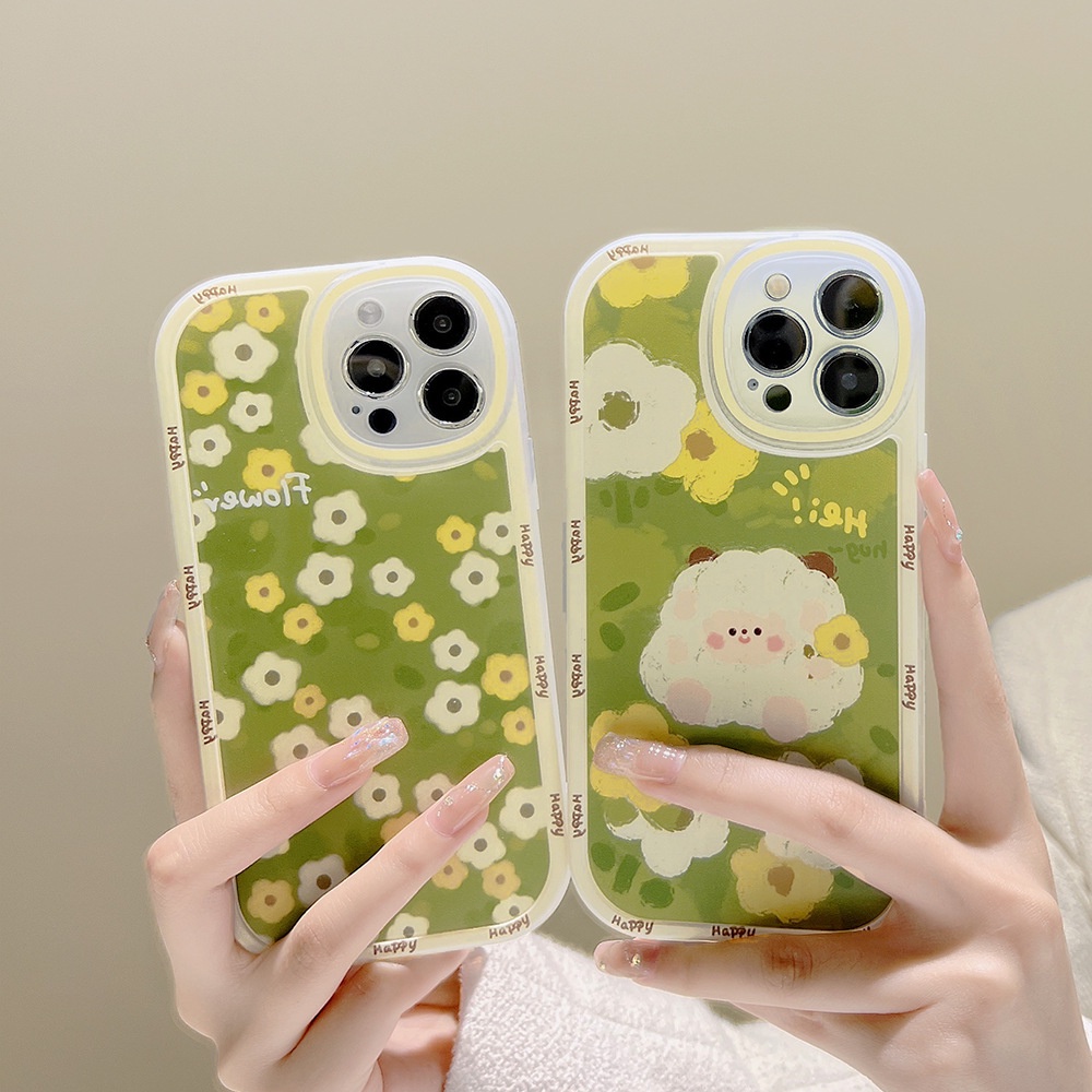 IPHONE Casing Belakang Ponsel Matte Rumput Kartun Domba Lucu Untuk Iphone7 8 PLUS X XR Xs11 12 13 14 MINI PRO MAX SE 2020 Soft Cover