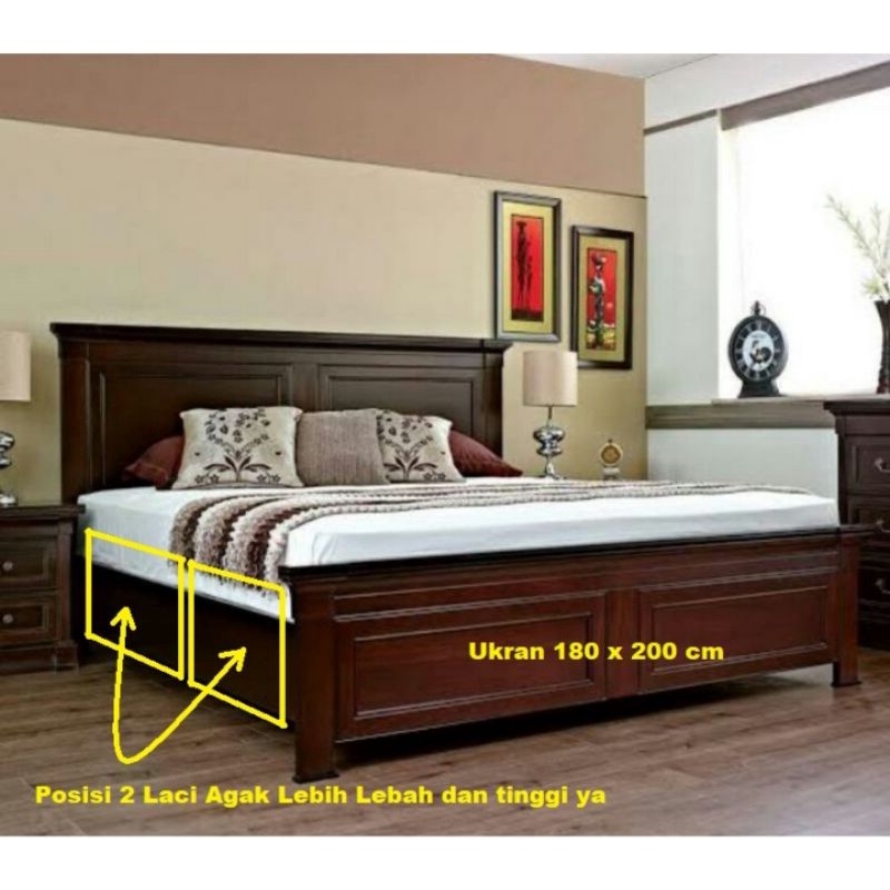 DIPAN JATI MINIMALIS Uk 180x200 LACI 2