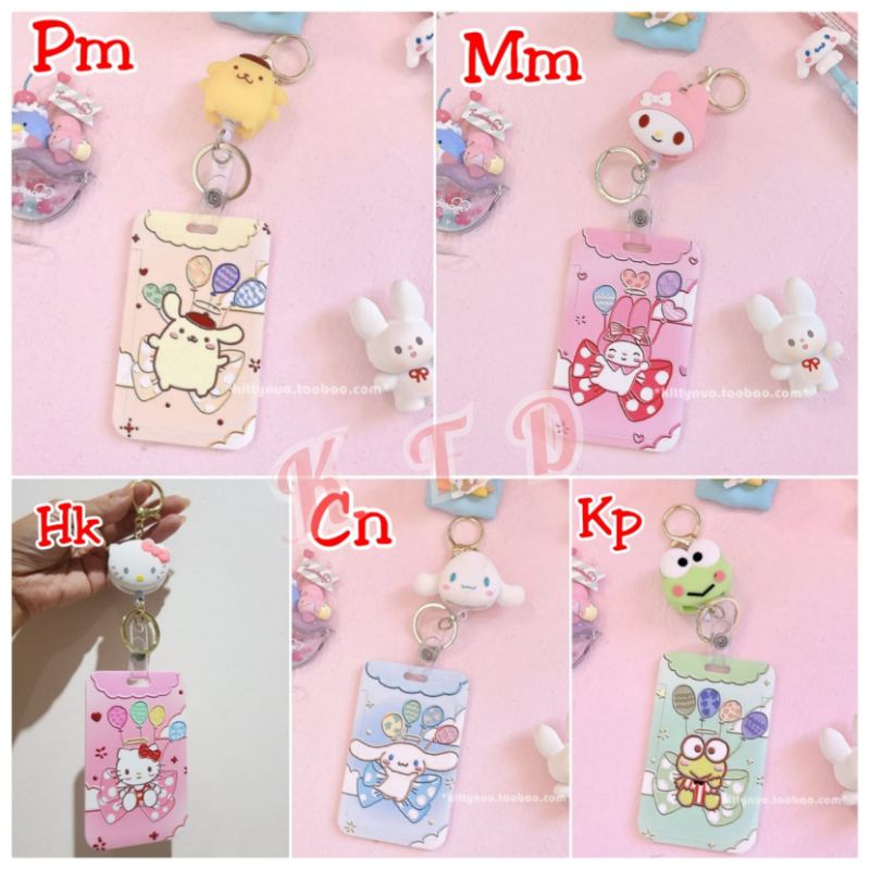 

Gantungan name tag tarik Hello Kitty My Melody Pompompurin Cinnamoroll Keroppi
