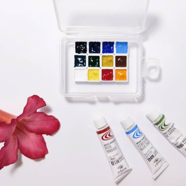 

Kusakabe cat air watercolor share mini pan 12 warna