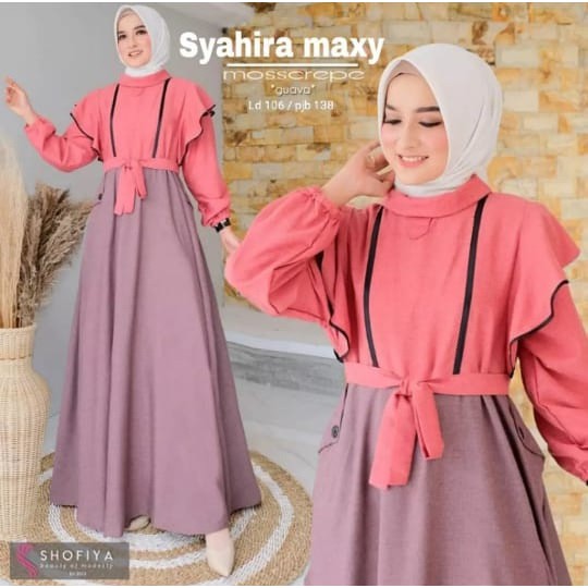 SYAHIRA MAXI Bahan Moscrepe Pakaina Wanita Gamis Panjang Terusan Gamis Wanita Dress Muslim Terbaru