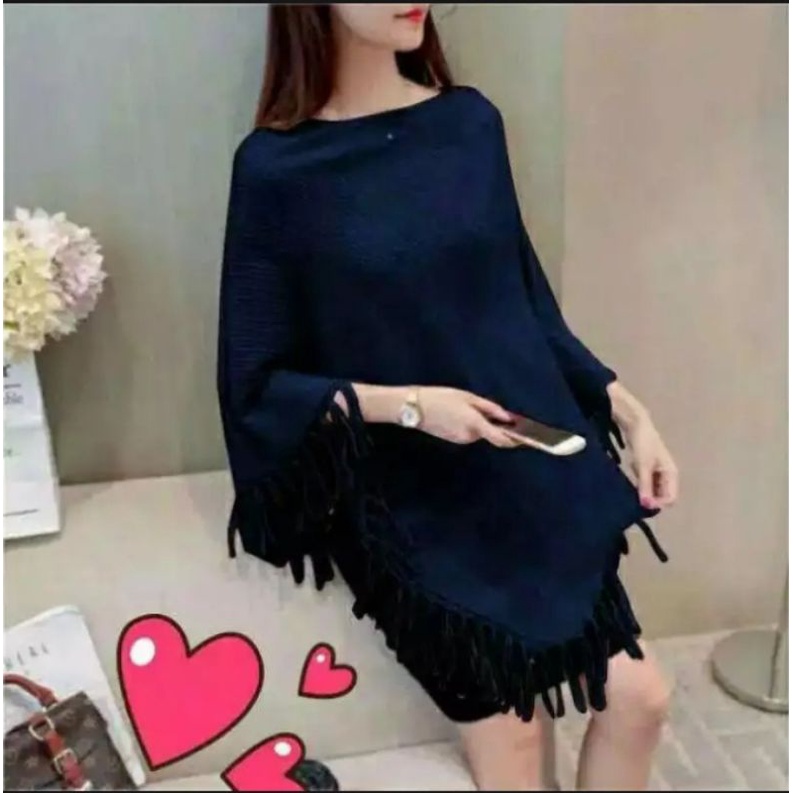 ATASAN WANITA SWEATER RAJUT PONCHO RAWIS MURAH