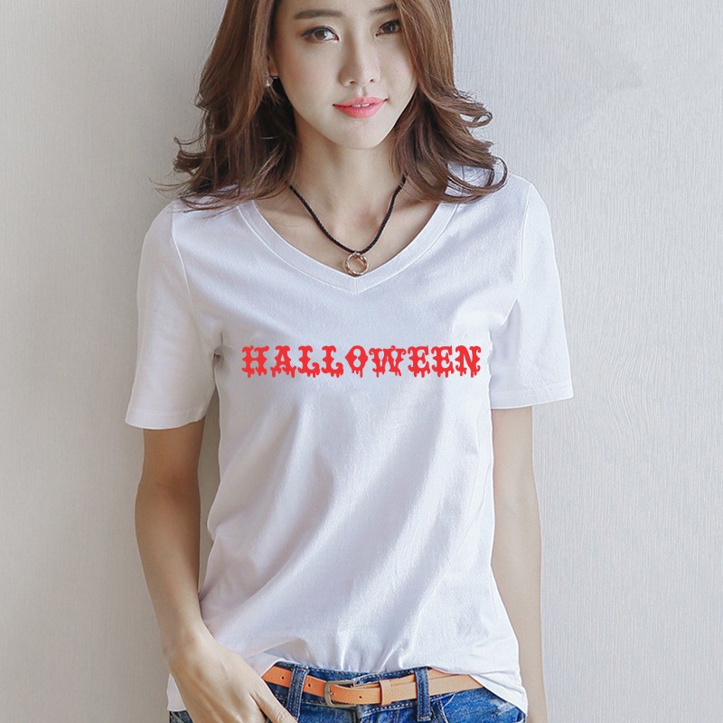 kaos wanita HALLOWEEN vneck