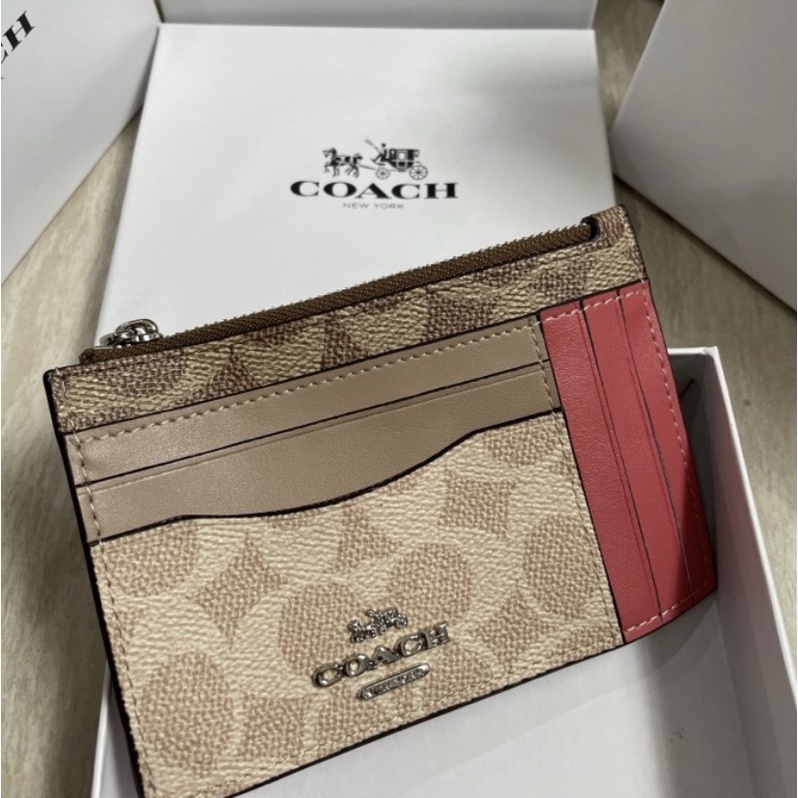 Coach Large Card Case in Blocked Signature Canvas (89484)