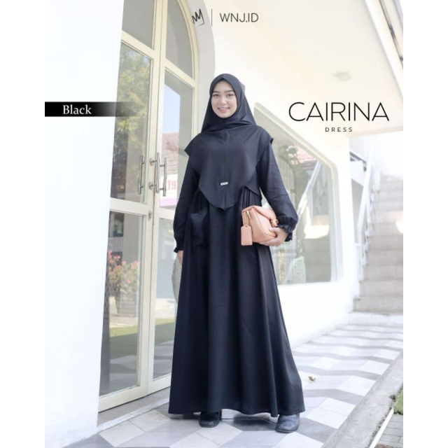 Gamis Dress Hitam Polos CAIRINA WNJ Wanoja Katun Rayon Twill Jumbo Adem Nyaman Kasual Formal