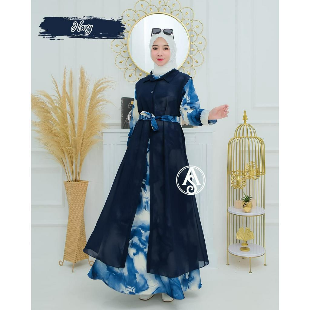 LANGSUNG KIRIM GAMIS SYAKILA PLUS BLAZER CERUTY PISAH// KANCING MUTIARA //OUTER CERUTY BEBYDOLL//BUSUI