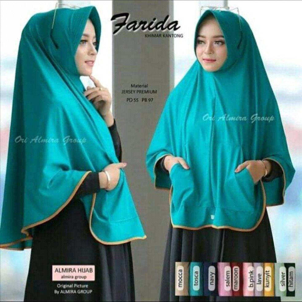 Jilbab Saku Jumbo Bahan JERSEY Kerudung Kantong Bawah Jilbab Jumbo Jersey Hijab Saku Murah Khimar De