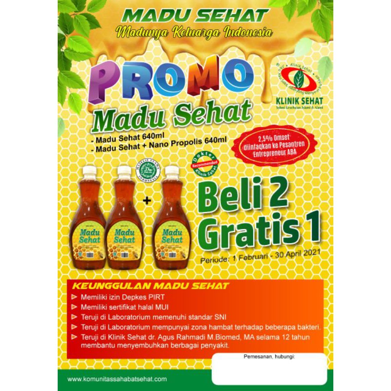 MADU SEHAT 640 ml 3 botol PROMO 12.12