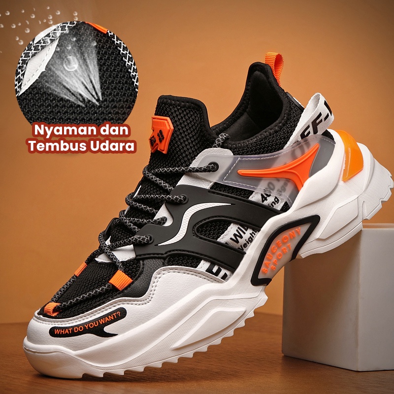 Highland Sepatu Pria Sneakers Bertali Casual Sepatu Cowok Model Sporty Men Fashion KSD701