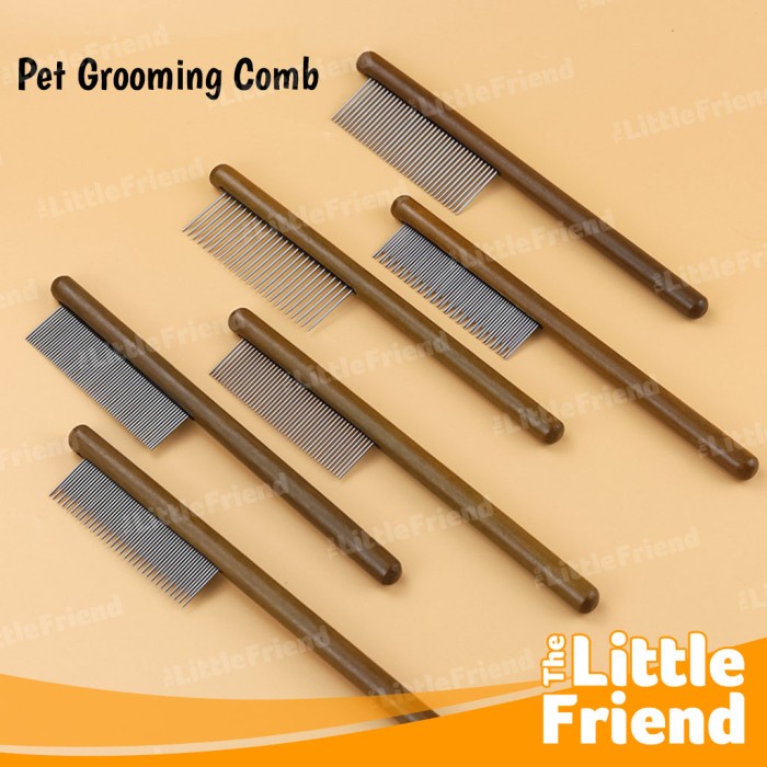 Sisir Grooming Pengangkat Bulu Rontok Kutu Hewan Anjing Kucing WOODEN