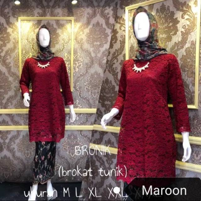 Setelan brokat tunik/atasan tunik/tunik brokat/kebaya panjang