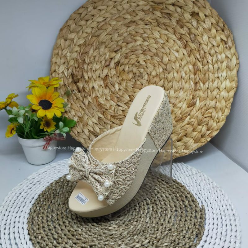 Sandal wanita wedges brokat - wedges wanita brukat - sendal wanita fashion DV21