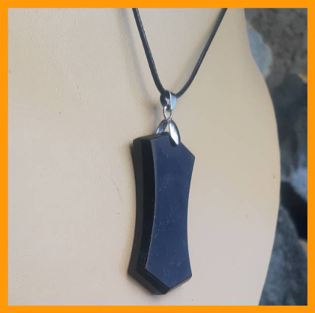 Kalung Terapi Liontin Natural Black Jade Super PTM2